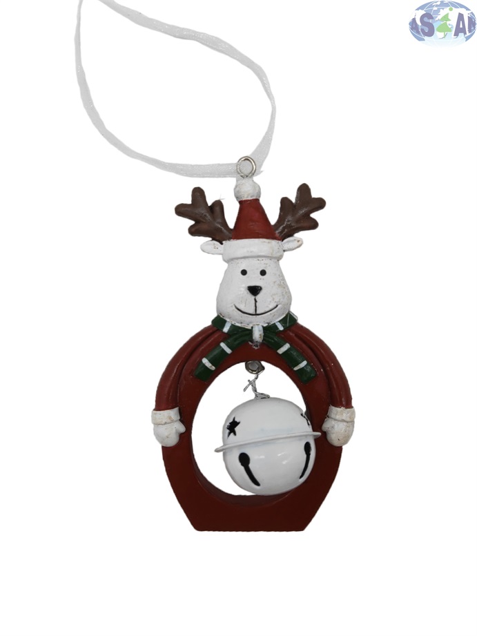 Resin Angel/Santa/Reindeer Hanging Decoration With White Bell