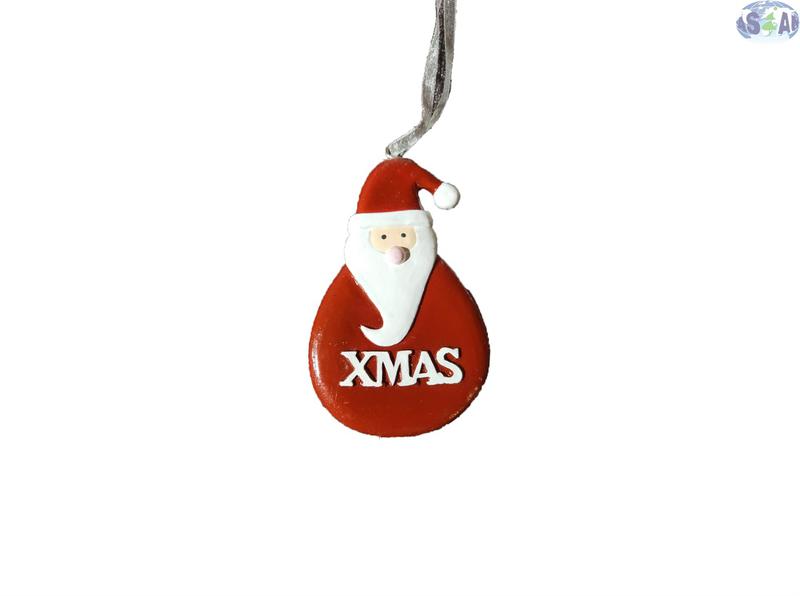 Resin Santa/Deer/Snowman Hanging Ornament With Words "XMAS"