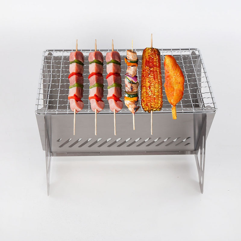 BBQ Accessories Tools Stainless Steel Mini Household Charcoal Grill Portable BBQ Folding Oven