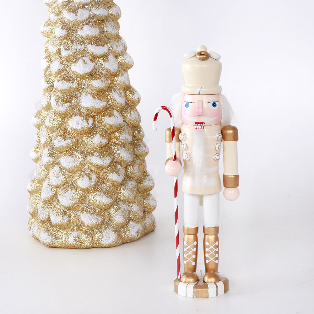 Golden Wooden Nutcracker Ornament Christmas Crafts Gifts Home Decoration