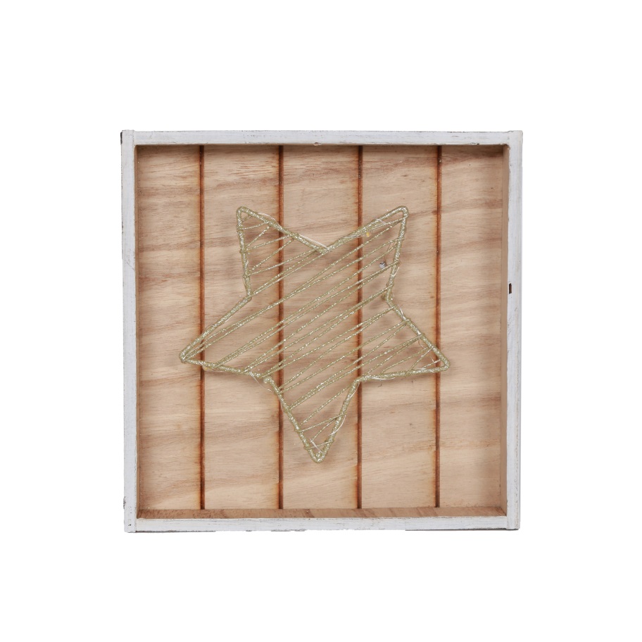 Wooden box with winding star LED light Item JD27-BY24068