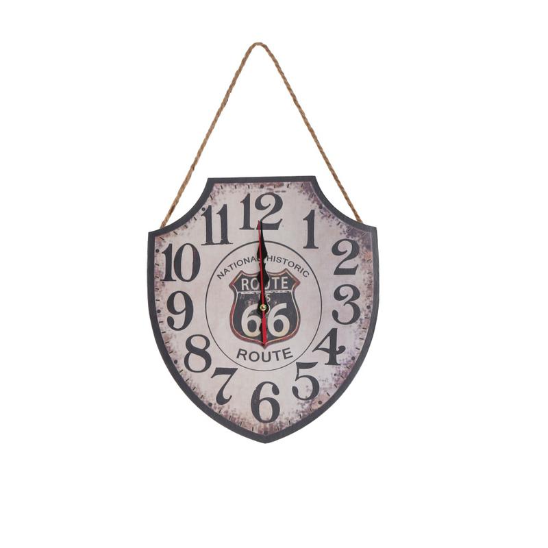 Modern Home Decoration Gift Retro Wooden Wall Clock Shield Shape for Living Room Item JX02-23WC002