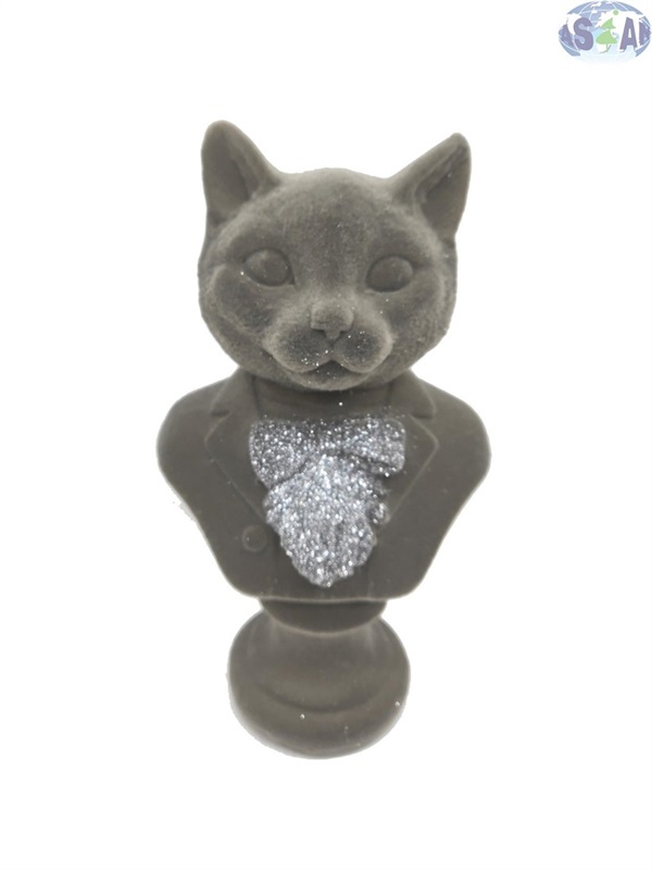 Resin Dog/Cat Head Statue with Flocked surface