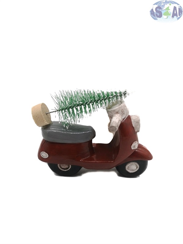 Resin Red Motorbike with Tree Tabletop Decoration