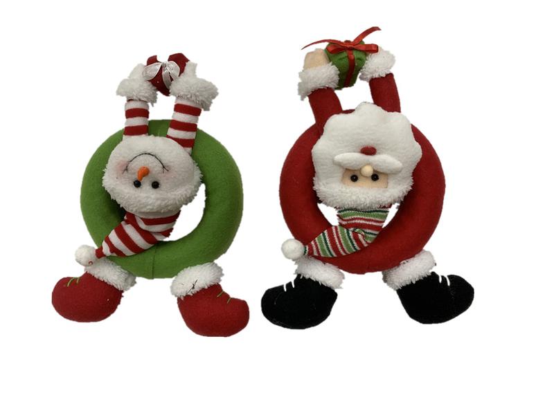 Christmas Plush Doll Toy Hanging  Santa and Snowman Item JX19-23027