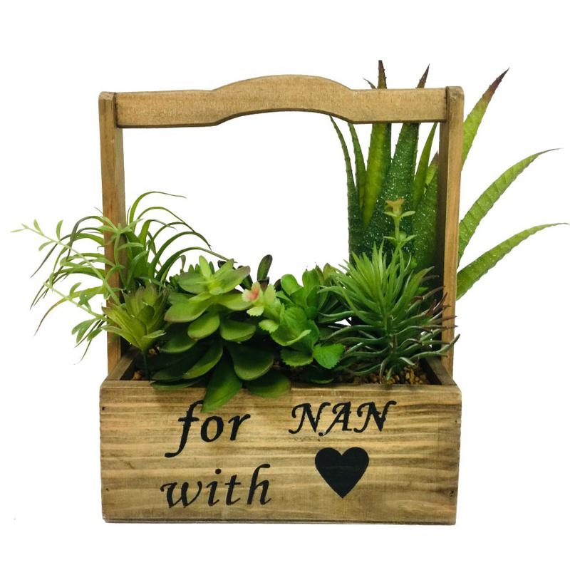 Plastic Potted Plant Wooden Box Spring Table Decoration Item JX23-22015