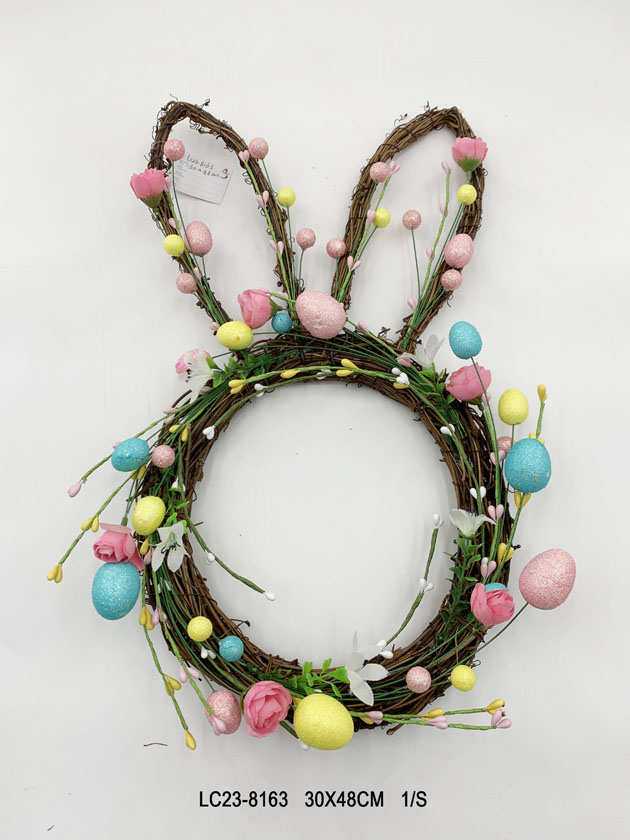 Easter Rabbit shape rattan wreath ItemLC23-8163