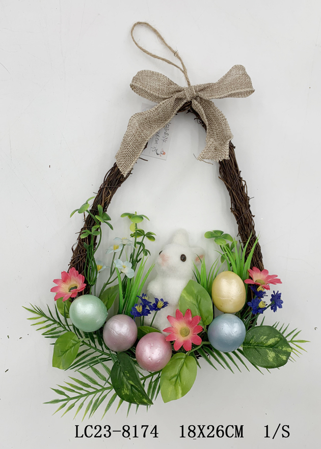 Easter egg rattan wreath ItemLC23-8174