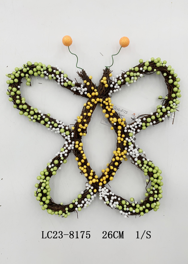 Easter Butterfly shape rattan wreath ItemLC23-8175B