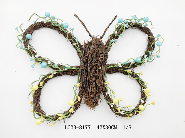 Easter Butterfly shape rattan wreath ItemLC23-8177
