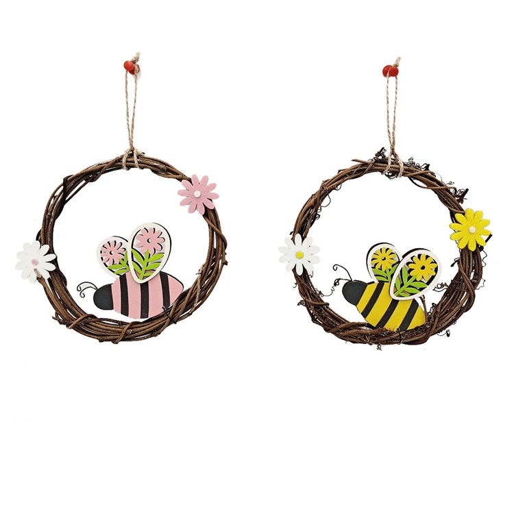 Rattan Wreath Spring Bee Hanging Decoration Item  SHY-F9006