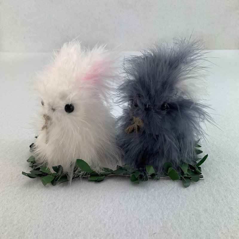 Feather Tabletop Decoration two rabbits on the leaves
