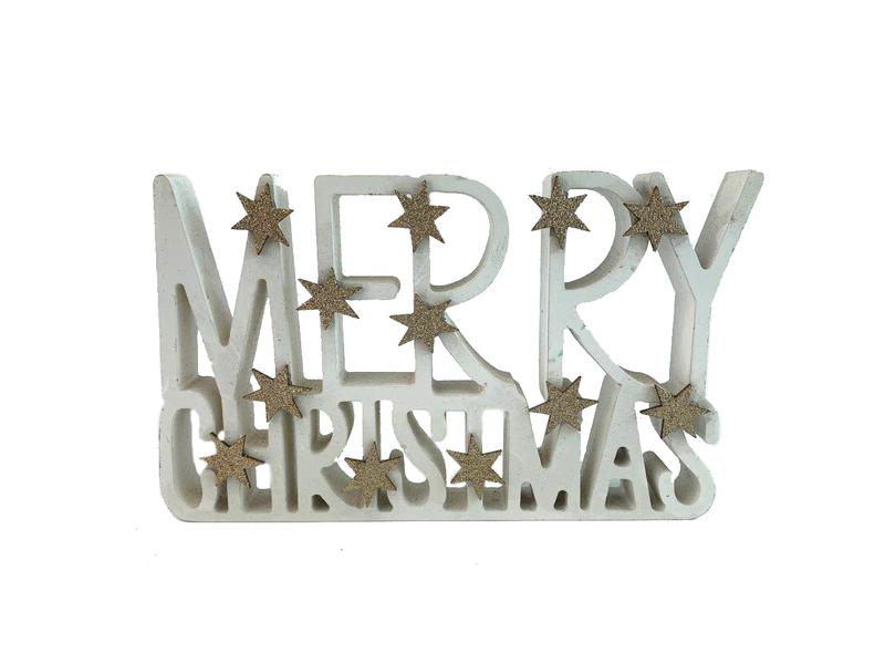 Wooden Tabletop Decoration Inscription "Merry Christmas"